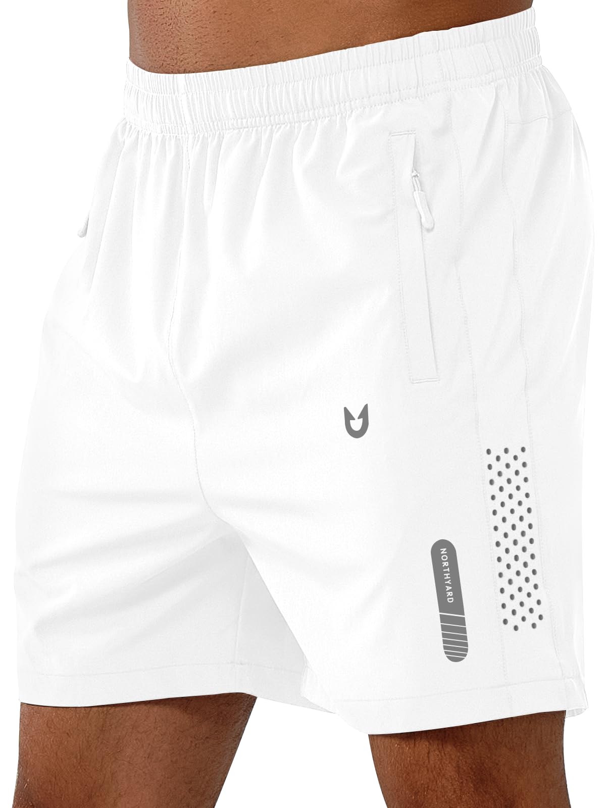 Photo 1 of NORTHYARD Men's Athletic Running Shorts Quick Dry Workout Shorts 7"/ 5"/ 9" Lightweight Sports Gym Basketball Tennis Hiking Exercise WHITE-5inch XL