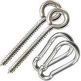 AIVOOF Hammock Hanging Kit, Heavy Duty Swing Hangers Eye Hooks for Hanging Swing Stainless Steel Hammock Hook Carabiner Set Swing Hardware for Yoga Chair Indoor Outdoor