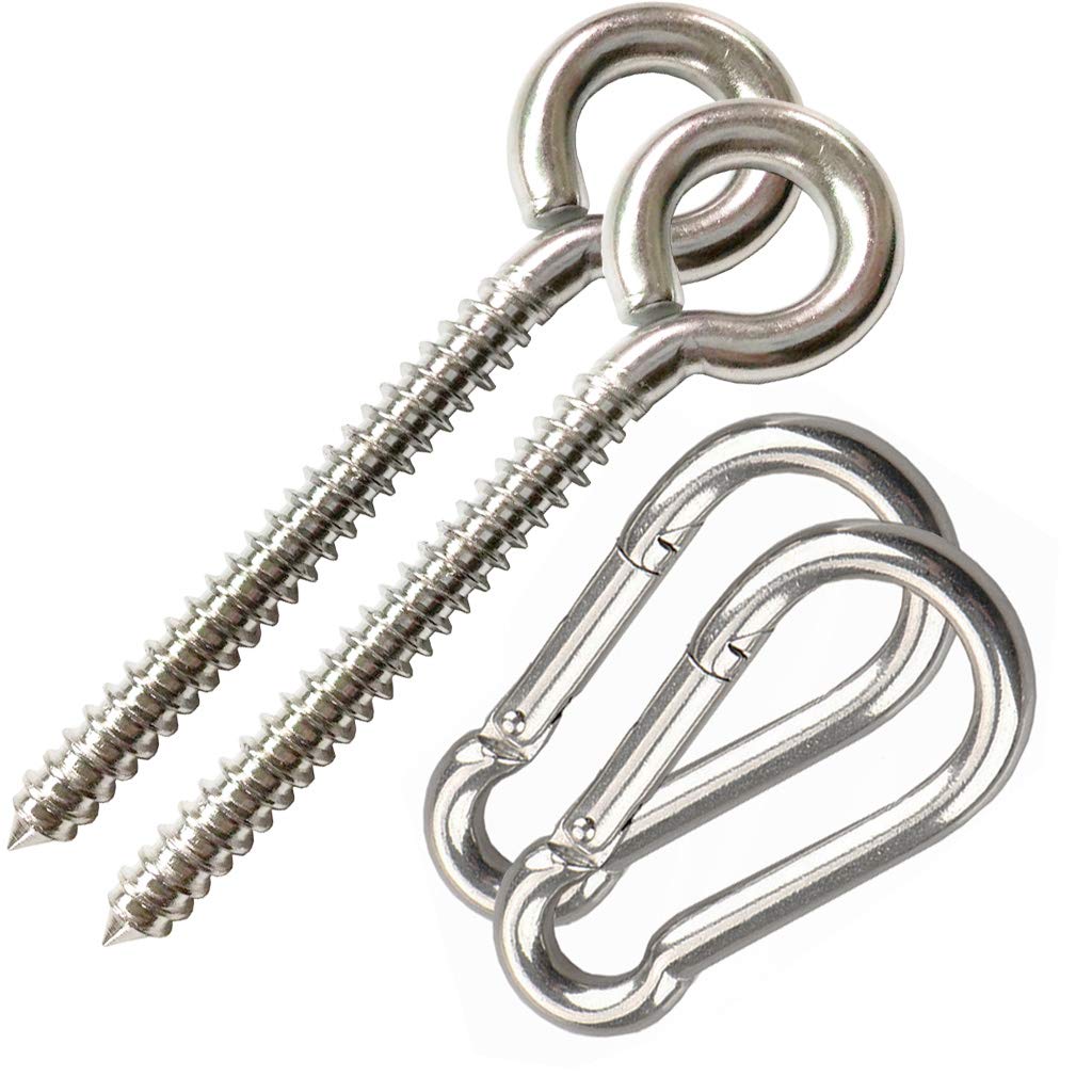 AIVOOF Hammock Hanging Kit, Heavy Duty Swing Hangers Eye Hooks for Hanging Swing Stainless Steel Hammock Hook Carabiner Set 800LB Capacity Swing Hardware for Yoga Chair Indoor Outdoor