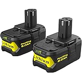 Powilling Upgraded 8.0Ah 2Packs P108 Replacement for Ryobi 18V Battery, 18 Volt Lithium ion Batteries for Ryobi One 18V Cordless Tools P108 P107 P105 P104 P103 P102
