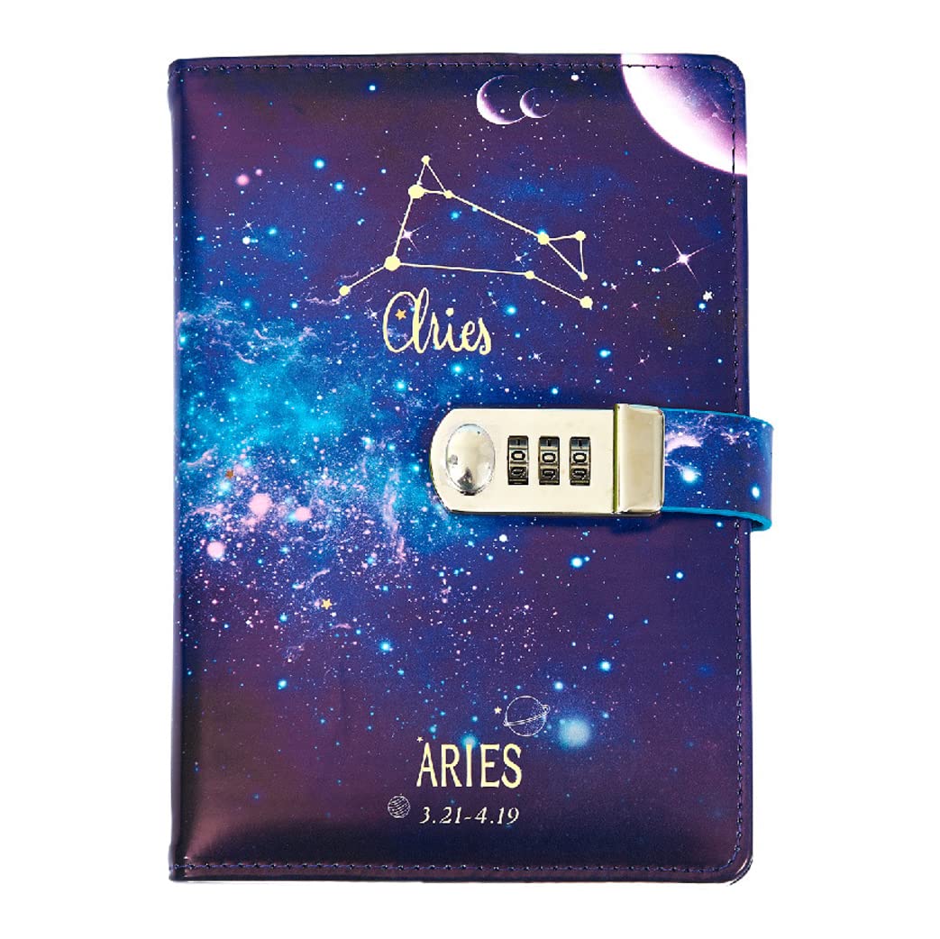 LinYesh Journal with Lock for Women, Lockable Diary for Women Men Girls Boys Teens Kids, Personal Constellations Starry Sky Notebook, A5 21 x 15cm