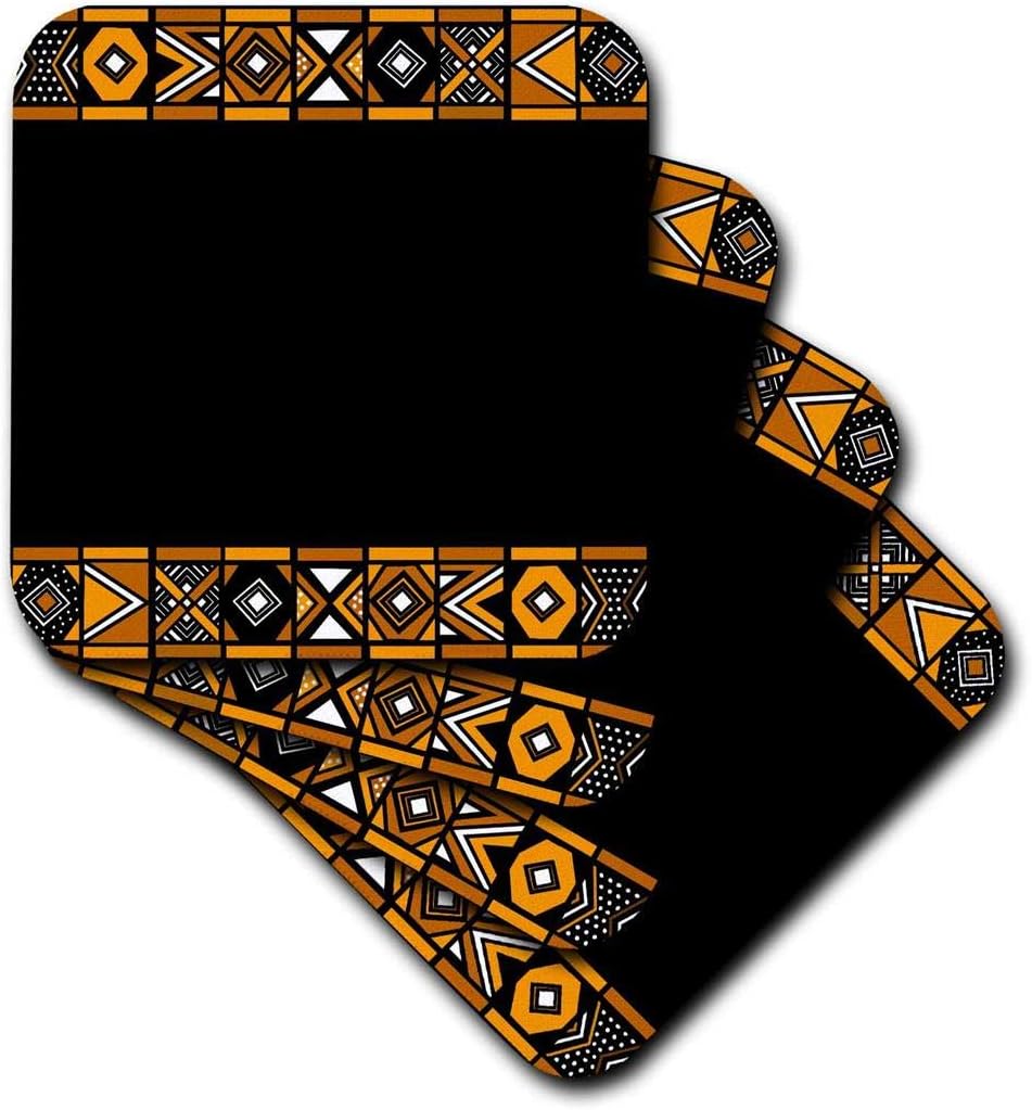 3dRose Brown and Black African Pattern - Art of Africa Inspired by Zulu Beadwork Geometric Designs - Soft Coasters, Set of 8 (CST_76556_2)