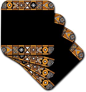 3dRose Brown and Black African Pattern - Art of Africa Inspired by Zulu Beadwork Geometric Designs - Soft Coasters, Set of 8 (CST_76556_2)