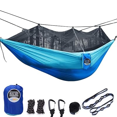 Zupapa Double Camping Hammock with Mosquito Net, No See Um Removable Bug Net, 20ft Hammock Tree Straps &amp; Aluminum Carabiners, Lightweight, Ripstop Nylon for Camping, Backpacking, Survival, Travel