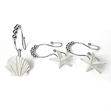 Amazon Com 12 Pcs Seashell Conch Shower Curtain Hooks For Home