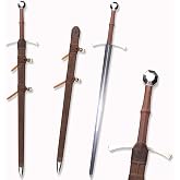 Sharp Blade Medieval Long Sword, Manganese Steel Blade Real Metal Sword | Full Tang Handmade Cast Brown Sword With Sheath 50.79 inches Real Western Sword for Display Gift Collection