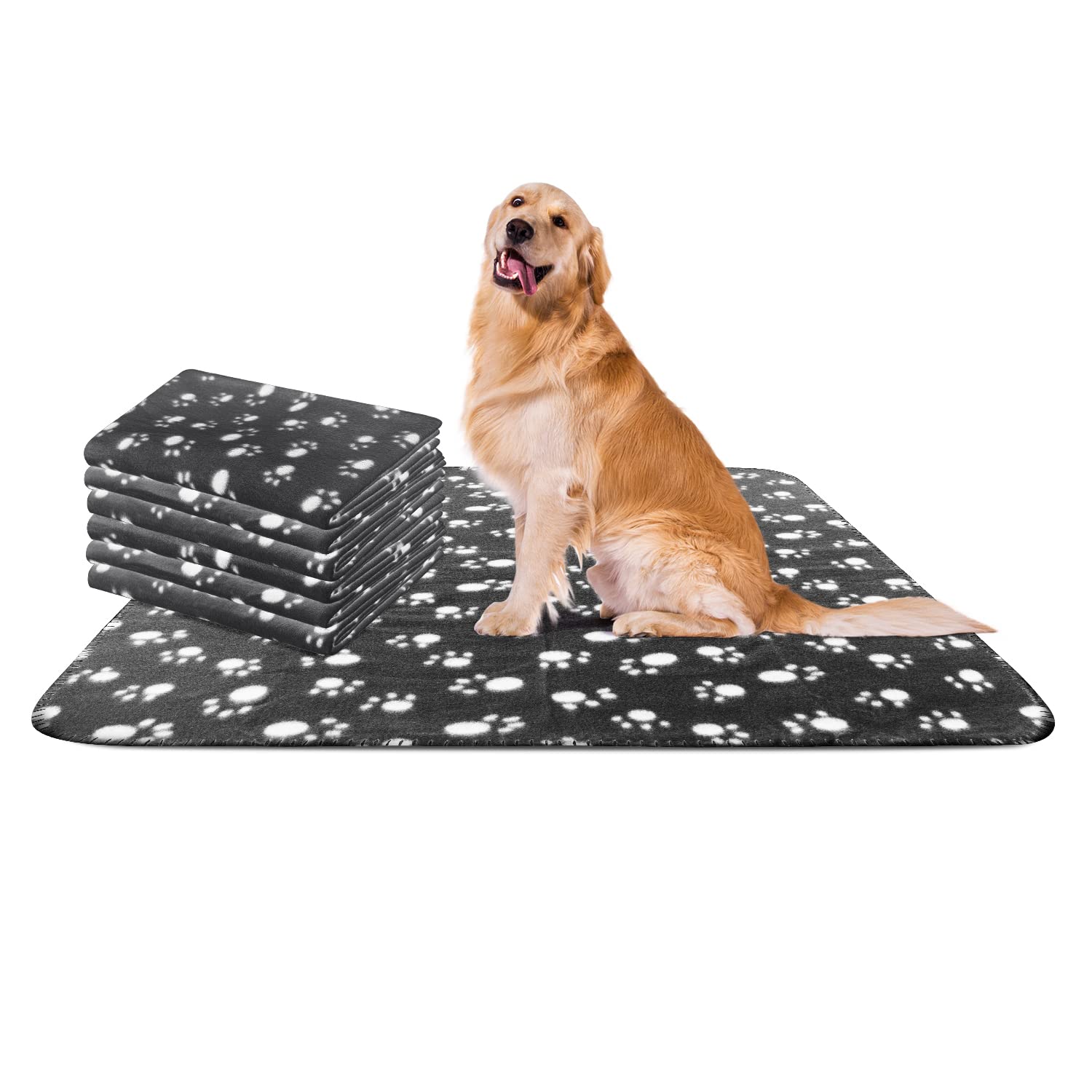 Nobleza - 6 x Dog Blanket Cat Cushion Puppy Kitten Sleep Pad Mat Pet Bed Cover Washable Warm Soft Fluffy Fleece Blankets Black 120 * 100 cm