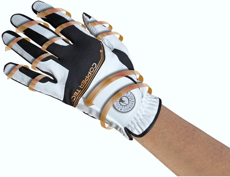 Copper Tech Gloves Men's Copper Tech Golf Glove, White/Black, One Size