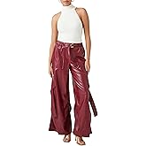 Forever 21 Womens Faux Leather Wide-Leg Cargo Pants