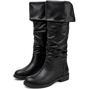 Pirate Boots Women Renaissance Medieval Boots Gothic Cosplay Costume | Pull on pirate costume boots with synthetic upper low