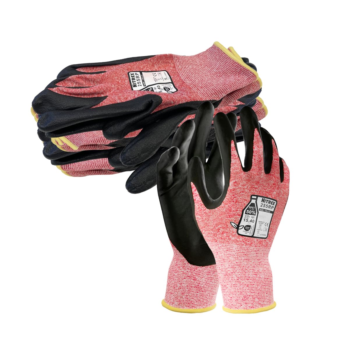 NITREX 255RP Work and Safety Gloves - 5 Pairs - General Handling Gloves - Abrasions and Tearing Protection - Water Based PU Palm Coated – Touchscreen - Mechanical and Industrial Protection - Size 9