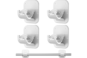 JHCJHC No Drill Curtain Rod Brackets No Drilling Holder 20lb - Renter Friendly Self Adhesive Hooks for Apartment Dorm Classroom Essentials Decor Hanging Drapes Rv Over Blinds Kitchen Bedroom Home