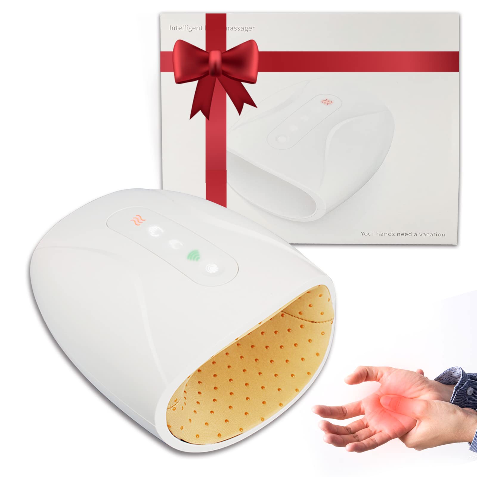 Electric Hands Massager with Therapy Heat, Woolala Palm Finger 3D Air Compression Massage for Carpal Tunnel, Stiff Joints, Stress Relief with 6 Modes/Touch Buttons