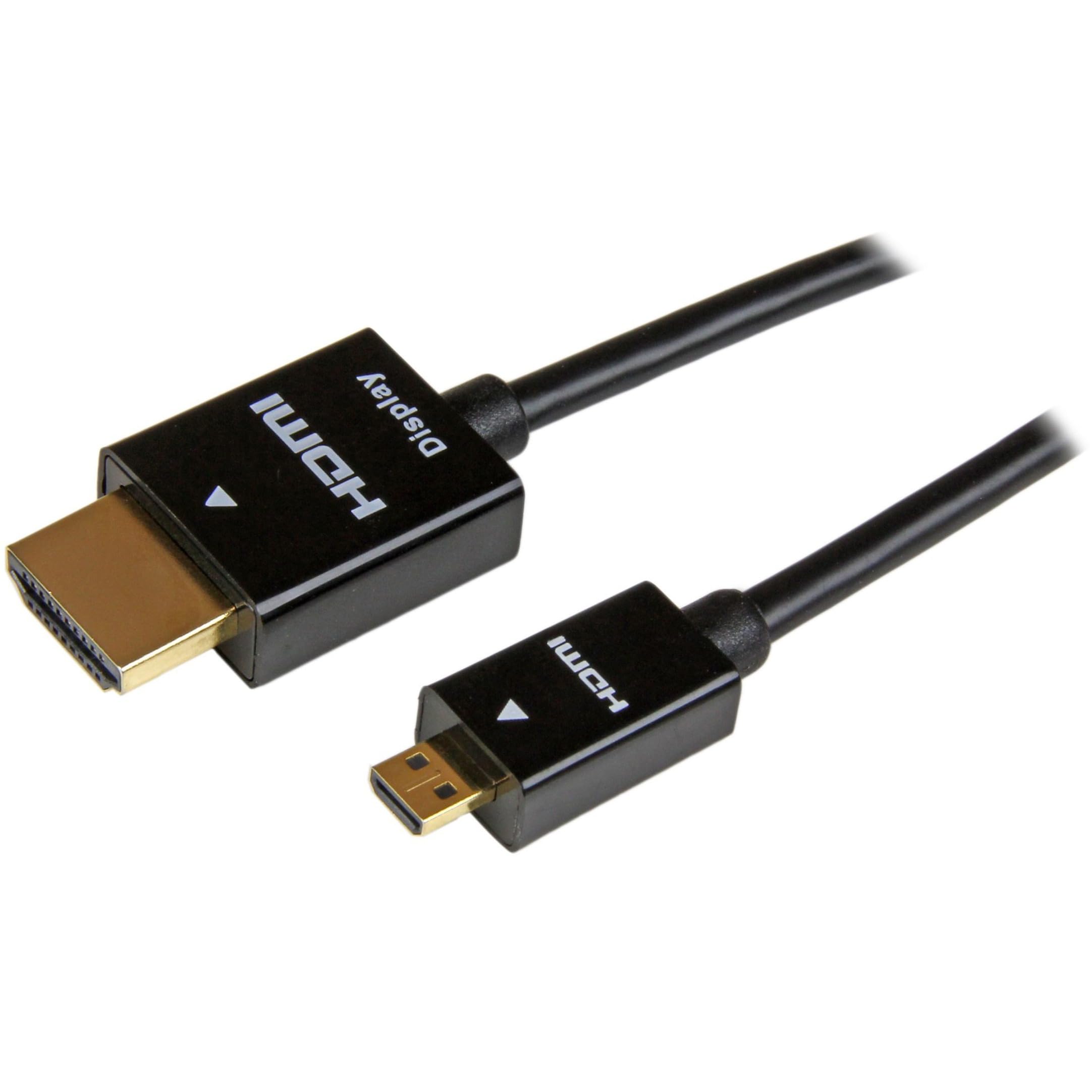 StarTech.com 16ft (5m) Active Micro HDMI to HDMI Cable with Ethernet - 4K 30Hz Video - High Speed Micro HDMI Type-D to HDMI 1.4 Adapter Cable/Converter Cord - UHD HDMI Monitors/TVs/Displays (HDADMM1M)