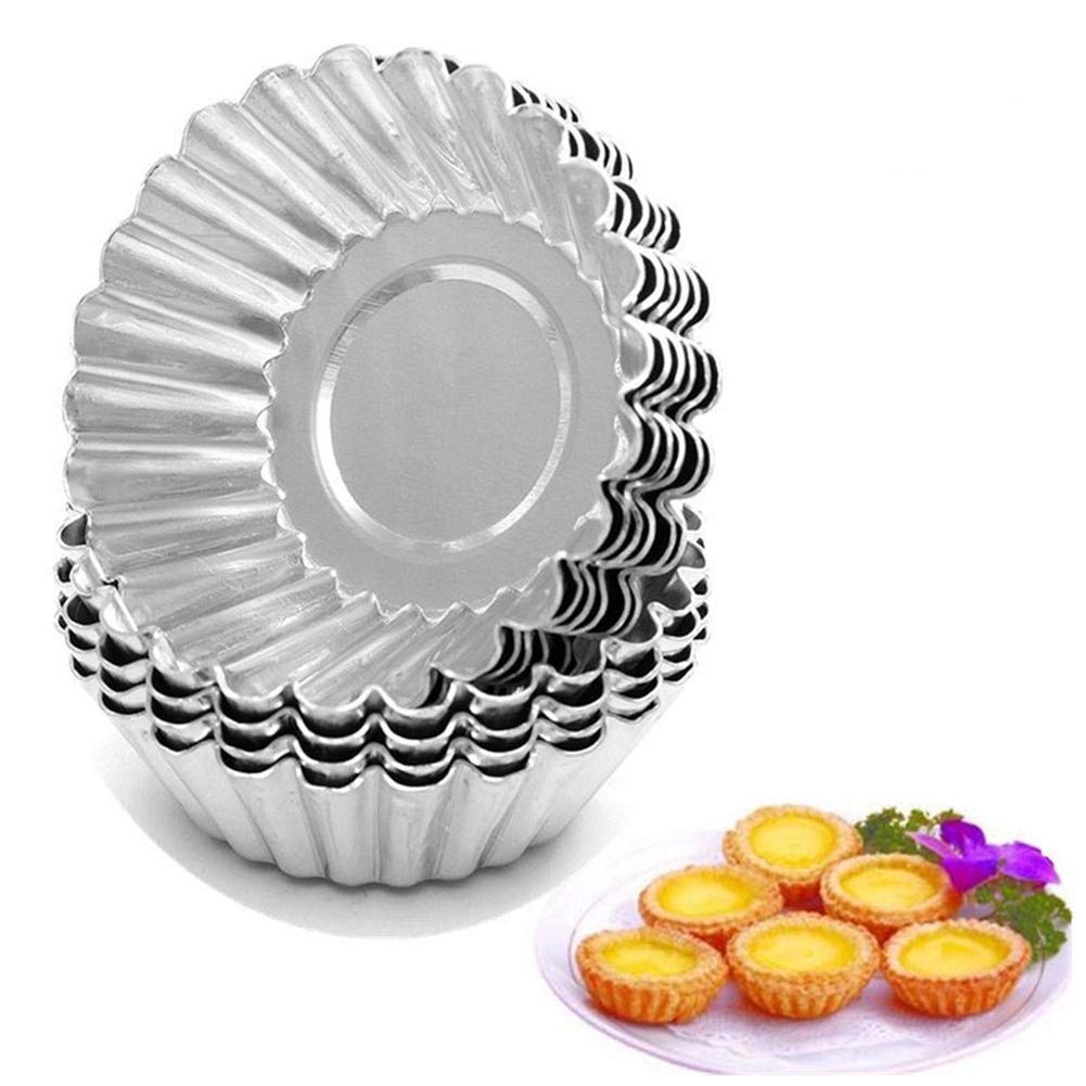 30 pcs Egg Tart Molds, Mini Aluminum Cake Muffin Moulds, Non-Stick Reusable Cupcake, Cookie Baking Moulds Tools