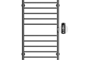 POLOMA Paraheeter Wall Mounted Towel Warmer Rack for Bathrooms, Electric Heated Towel Rack Heater, 10-Bars Stainless Steel Black.