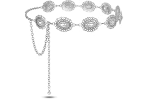 SUOSDEY Western Concho Chain Belt for Women Cowgirl Waist Belt for Country Concert Outfit Dresses Jeans Turquoise Metal Belts