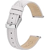 BISONSTRAP Elegant Leather Watch Straps, Quick Release, Watch Bands for Women and Men, 17mm, White (Silver Buckle)