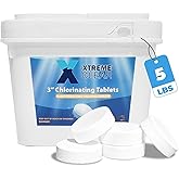 Xtremeclear 3" Swimming Pool Chlorine Tablets 99% Pure Tri-Chlor| Long Lasting & Slow Dissolving | Pro-Grade Pool Sanitizer | 5 Pounds Bucket