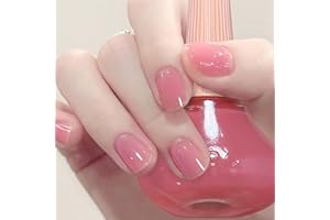 COSMOO Clear Pink Nail Polish, 12ml Nude Peach Pink Quick Dry Nail Lacquer for Nail Art Varnish, Long Lasting Sheer Nail Polish, 0.41 fl oz