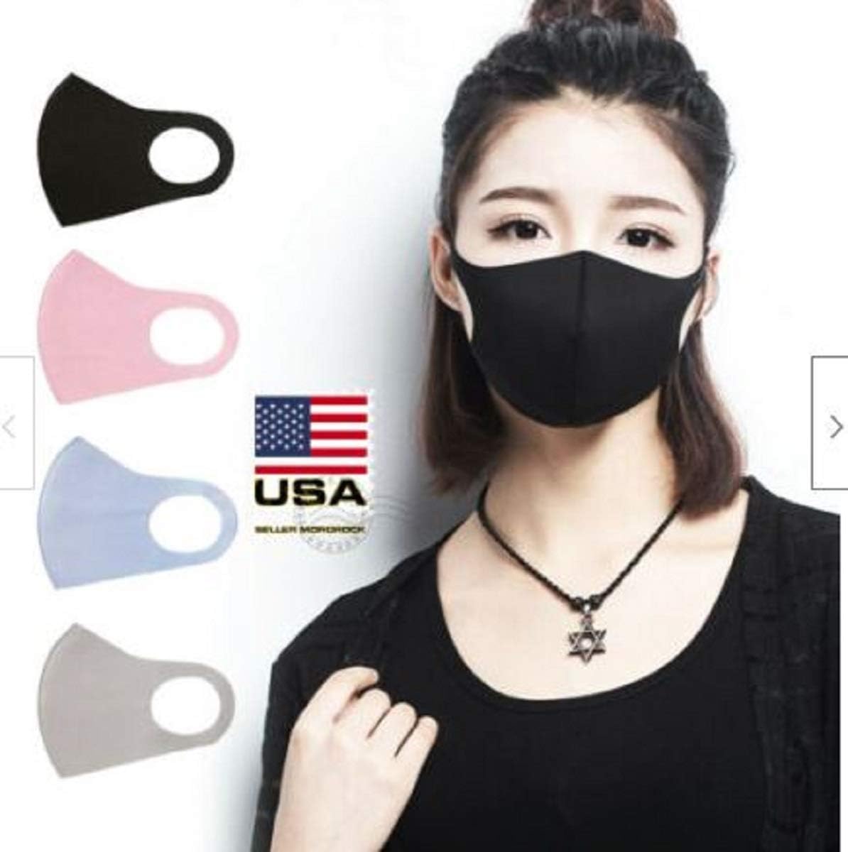 Preciashopping US 3Pcs Washable Cotton Masks Anti Dust Cycling Mouth Face Mask Surgical Respirator (Grey)