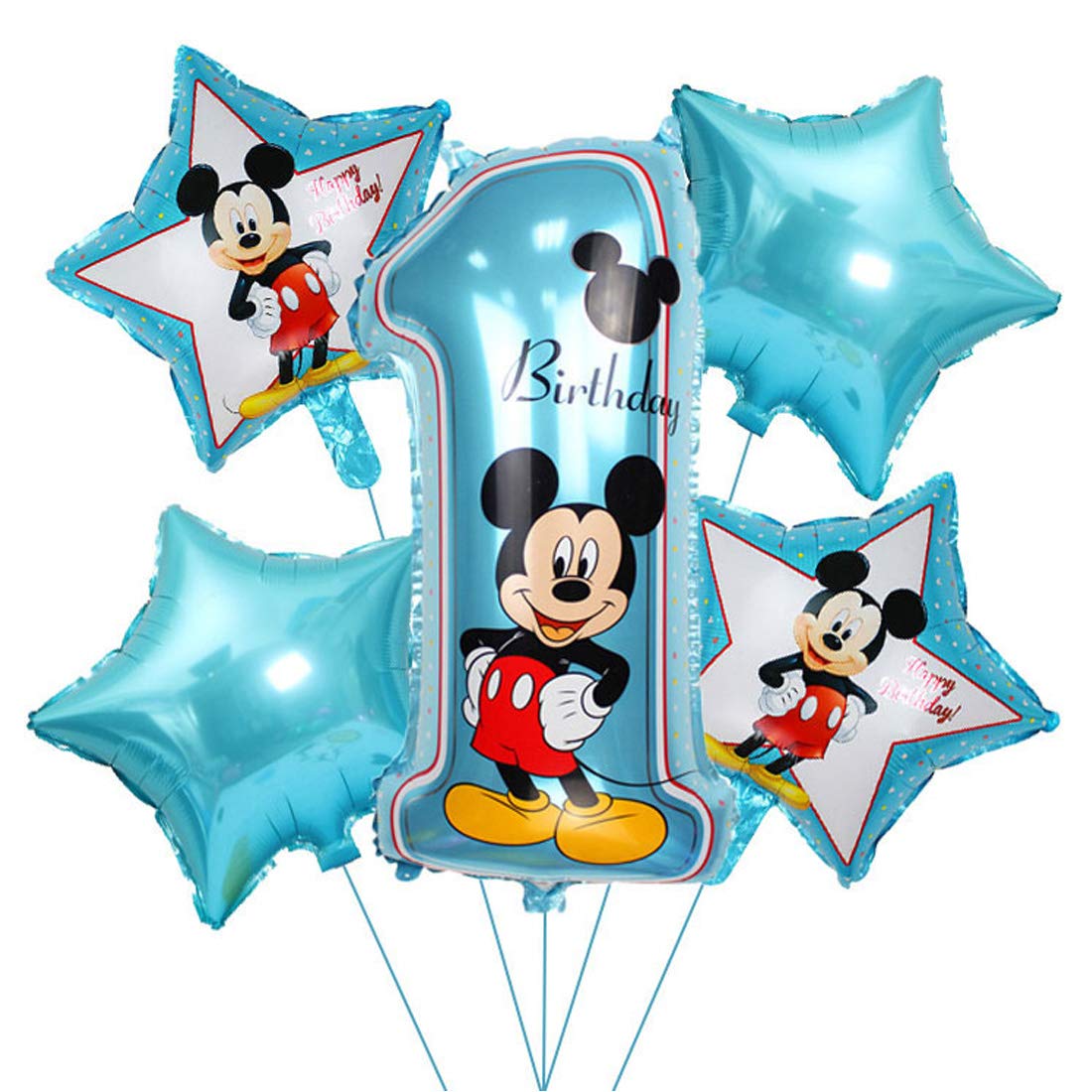 Mickey Mouse Foil Balloon Party Supplies - First Birthday Decorations for Boy and Girl, Baby Shower Helium Balloons, Adult & Kids Theme Decor (5 PCS)
