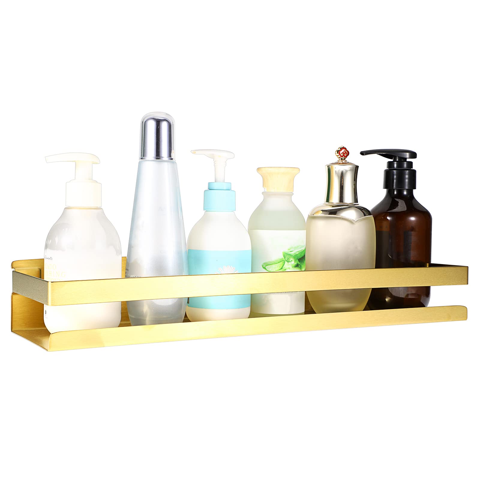 IGNPION Corner Bathroom Shelf - Stainless Steel Wall Mounted Storage Organiser Caddy for Kitchen, Hotel - Storage Rack With Shower Accessories (Gold, 40cm)