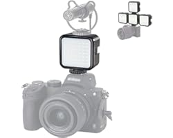 LED Video Light with 3 Cold Shoe, PULUZ on Camera Video Light LED 49 3W Dimmable Video Splicing Fill Light with 1/4" Thread f