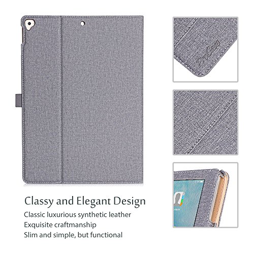 Apple iPad Pro 12.9 Case - ProCase Leather Stand Folio Case Cover for iPad Pro 12.9 Inch (Both 2017 and 2015 Models), with Multiple Viewing Angles, Auto Sleep/Wake, Apple Pencil Holder -Grey