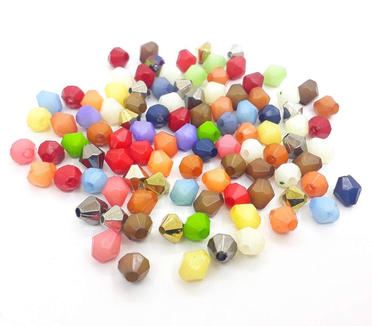 Pack of 500 Plastic Beads 8 mm Luxury Spacer Colourful Bicone Plastic Beads for Craft Set Craft Accessories Jewellery Design Jewellery Making Yourself