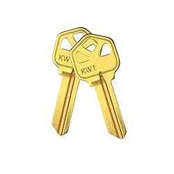 Brass Finish Key Blanks, KW1 Uncut Blank Keys, Pack