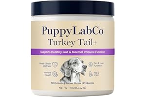 PRCYZO Puppylabco Turkey Tail Mushroom for Dogs, Enhance Body's Defense Capabilities, Intestinal Functions, Balance of Vitality & Long-Term Health, Pork Flavor-100 Scoops