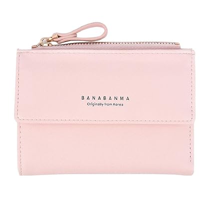 Rovinci Frauen Leder (PU) Brieftasche Kupplung Geldbörse Lady Short Handtasche Tasche (Rosa)