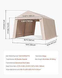 VEVOR Outdoor Storage Shed, 10 x 15 ft Portable