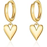 Gold Dainty Small Hoop Earrings for Women,18K Gold Plated Cubic Zirconia Sparkling Minimalist Heart/Pearl/Turquoise/Spike Dangle Huggie Hoop Earrings