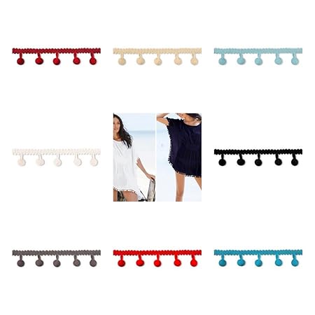 Angel Malone, bezaubernde, mittelgroße Bommelborte in Schwarz, 1 m x 10 mm