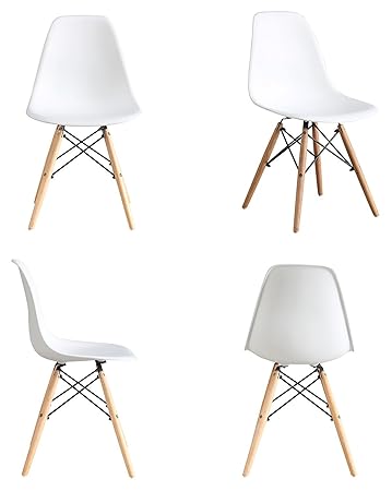 nufurn Eames Style Designer Dining Chair, Living Room Chair (Set of 4) White