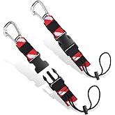 2 PCS Scuba Diving Lanyard with Heavy Duty Stainless Steel Snap Clip | Heavy Duty Adjustable Scuba Lanyard with Dive Flag Nylon Webbing Strap for Underwater Dive Lights and Cameras (Red)
