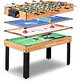 SereneLife 4-in-1 Multi Game Table, 48-Inch Foosball Air Hockey, Pool Table | Ping Pong, Soccer, Billiards, For Kids and Adults, Indoor Outdoor, Sturdy Durable Construction, Complete Accessories Included