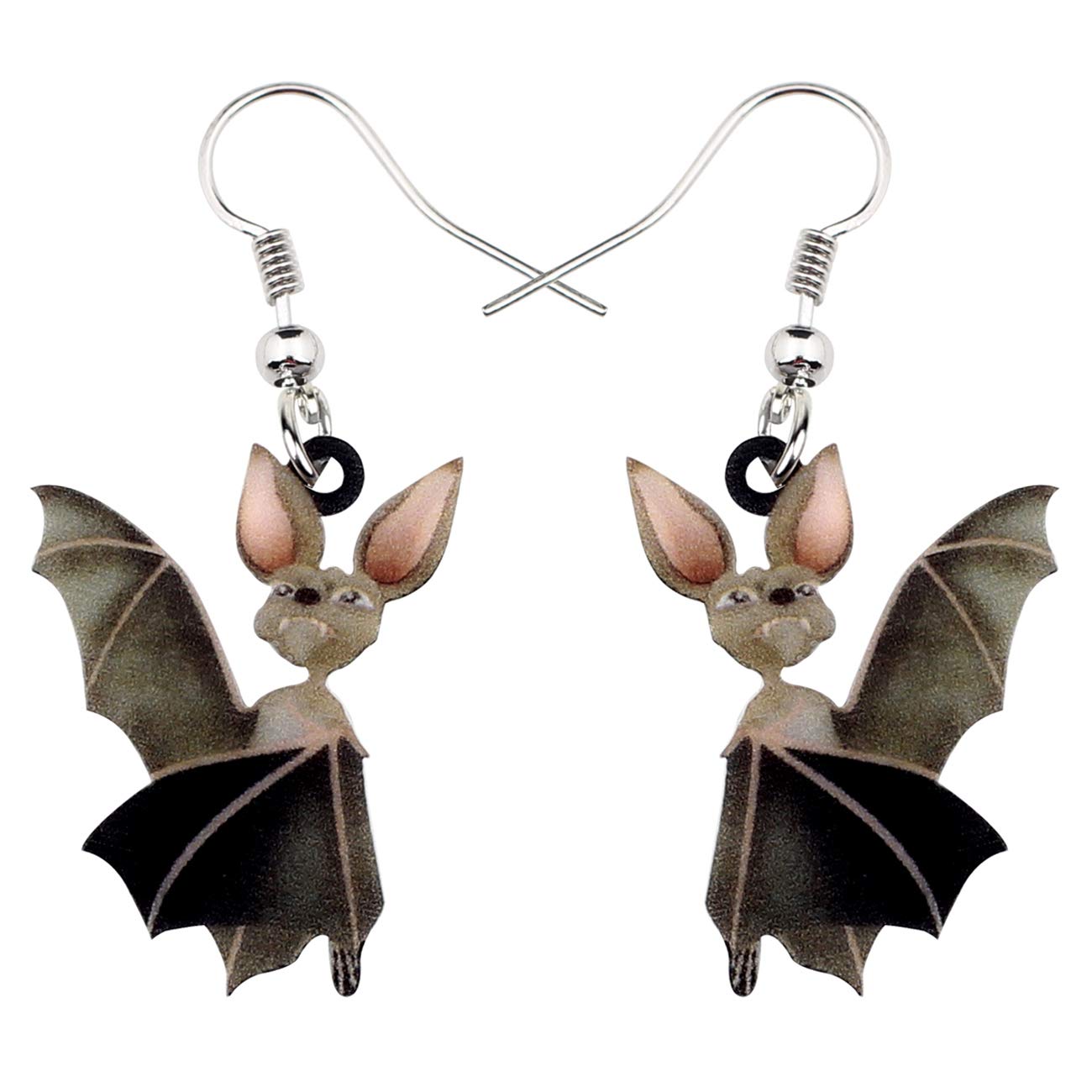 Bonsny Acrylic Drop Dangle Halloween Novelty Flying Bat Earrings Punk Jewelry For Women Gift (Black)