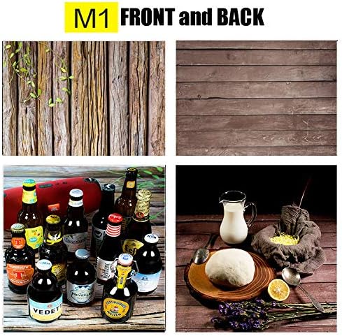 FiVan 33"x22" Double Sided Wood Patterns Waterproof Paper Background for Food Cake Jewelry Luxury Cosmetics Fruits Tabletop Photography Pictures FUS-M1