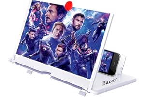 BOOLIAN 3D Screen Magnifier Amplifier, HD Amplifier Projector for Movies, Videos and Games. Foldable Phone Stand with Screen Amplifier for All Smartphones (White)