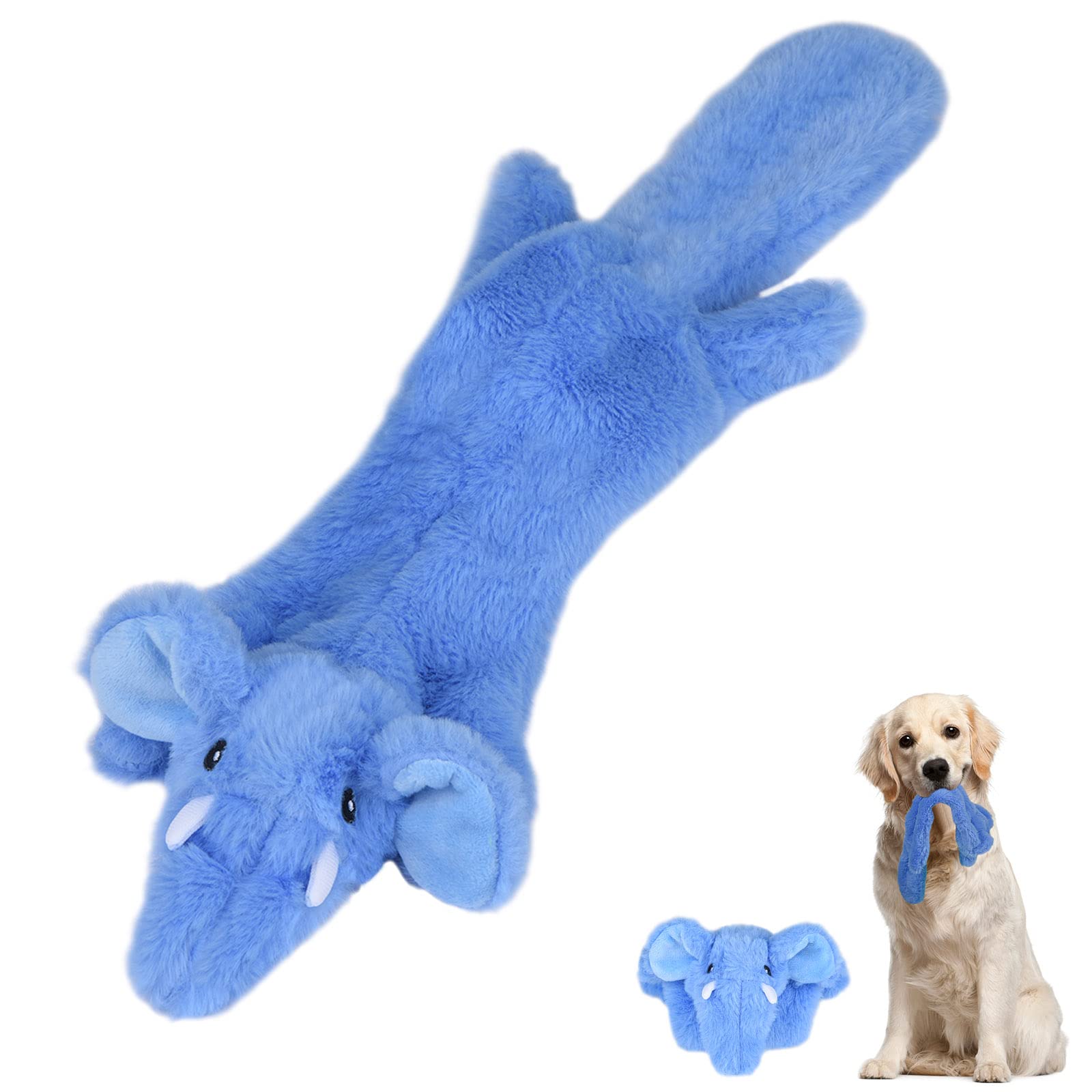 SHOKUTO Interactive Dog Toy - No Stuffing Elephant Squeaky Chew Toy for Boredom, Teeth Cleaning for Puppy, Small, Medium, Large Dogs