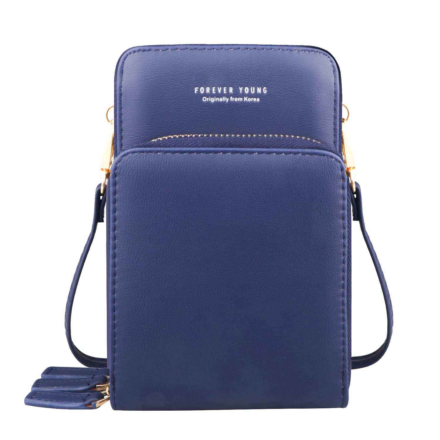 Fangoo Women Crossbody Phone Bag Small Cellphone Crossbody Purse Wallet Mini Lightweight Leather Cross Body Cell Phone Bag with Strap Card Slots (Blue) โ image 1