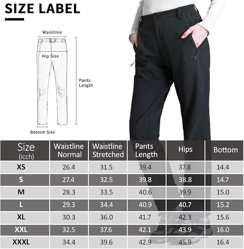 CAMEL CROWN Womens Softshell Pants Fleece Lined Waterproof Windproof Ski Snow Insulated Hiking Hunting Trousers: Clothing