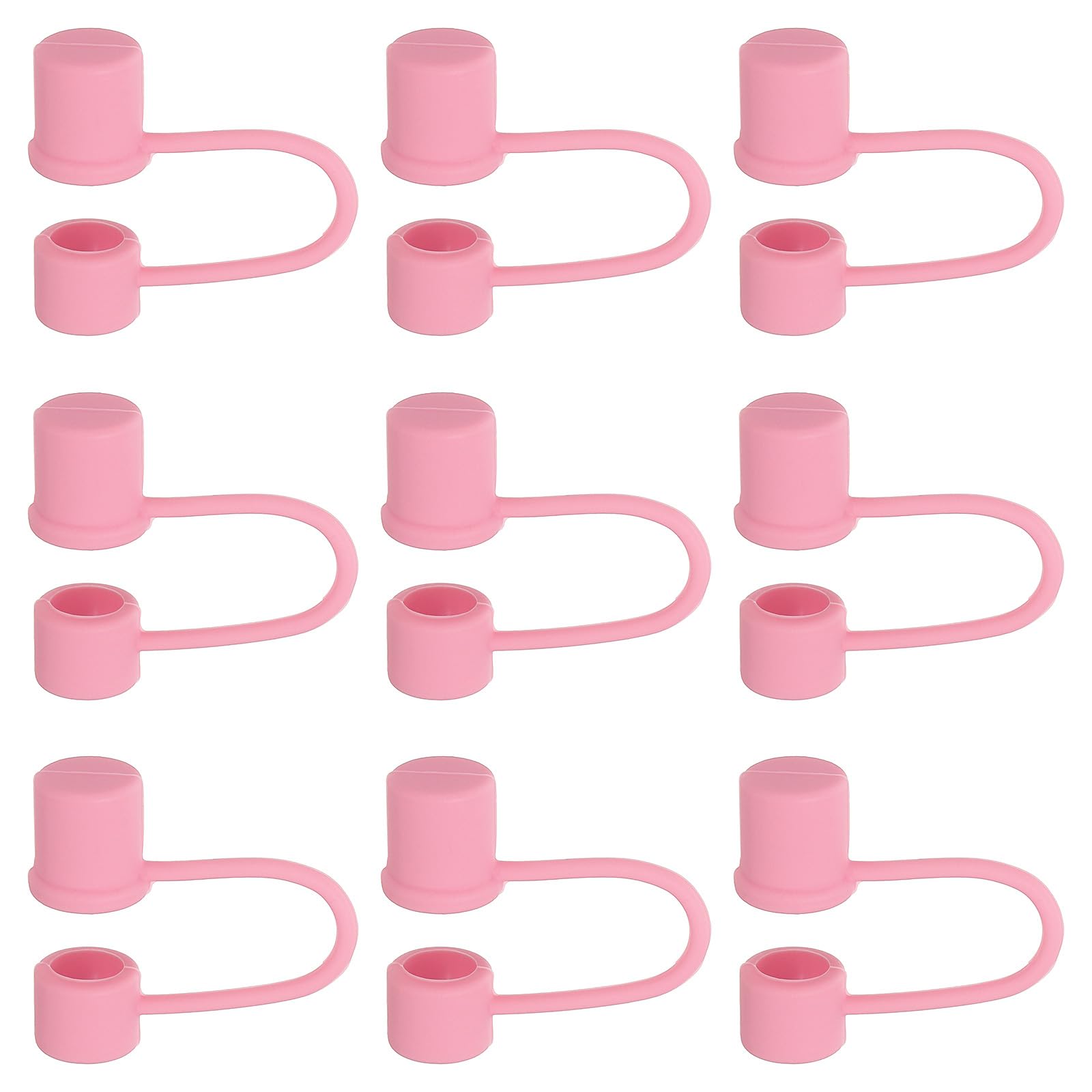 PATIKIL 0.4 In/10mm Silicone Straw Cover Cap, 9Pcs Dust-Proof Straw Tips Reusable Drinking Straw Caps, Pink