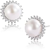 PEARLETTE Freshwater Pearl Stud Earrings for Women – Hypoallergenic 18K Gold Plated Sterling Silver for Mother, Wife, Brides (Birthday, Valentine's Day, Anniversary,Wedding)