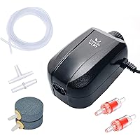 Pawfly Adjustable Aquarium Air Pump 4-LPM 2 Outlets with Oxygen Accessories for 20-100 Gallon Fish Tank Pond