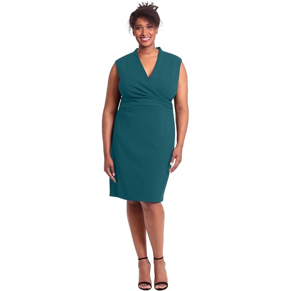 Monteau Womens Scallop Sleeveless Scuba Dress Blue 1X at Amazon Women's  Clothing store