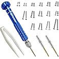PTSLKHN Eye Glass Repairing Kit, S2 Steel Screwdriver with 15 Types of Screws, Precision Eyeglass Repair Tool Set (Blue 2in1-screws)